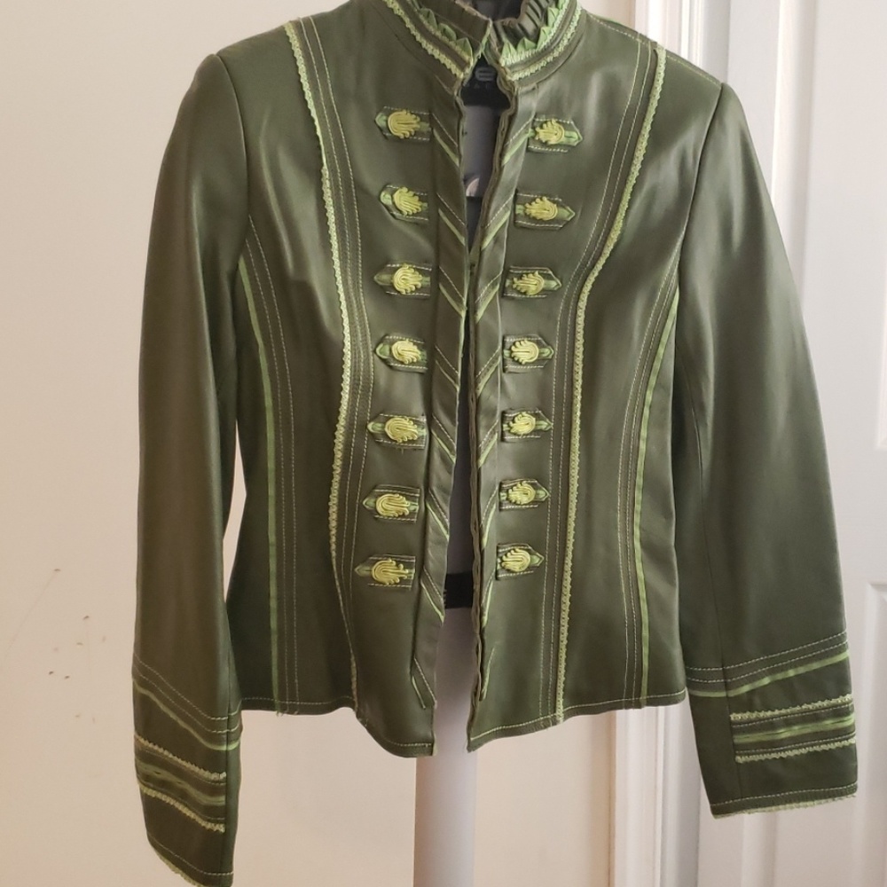 NWOT Pamela McCoy Military Inspired Leather Jacket